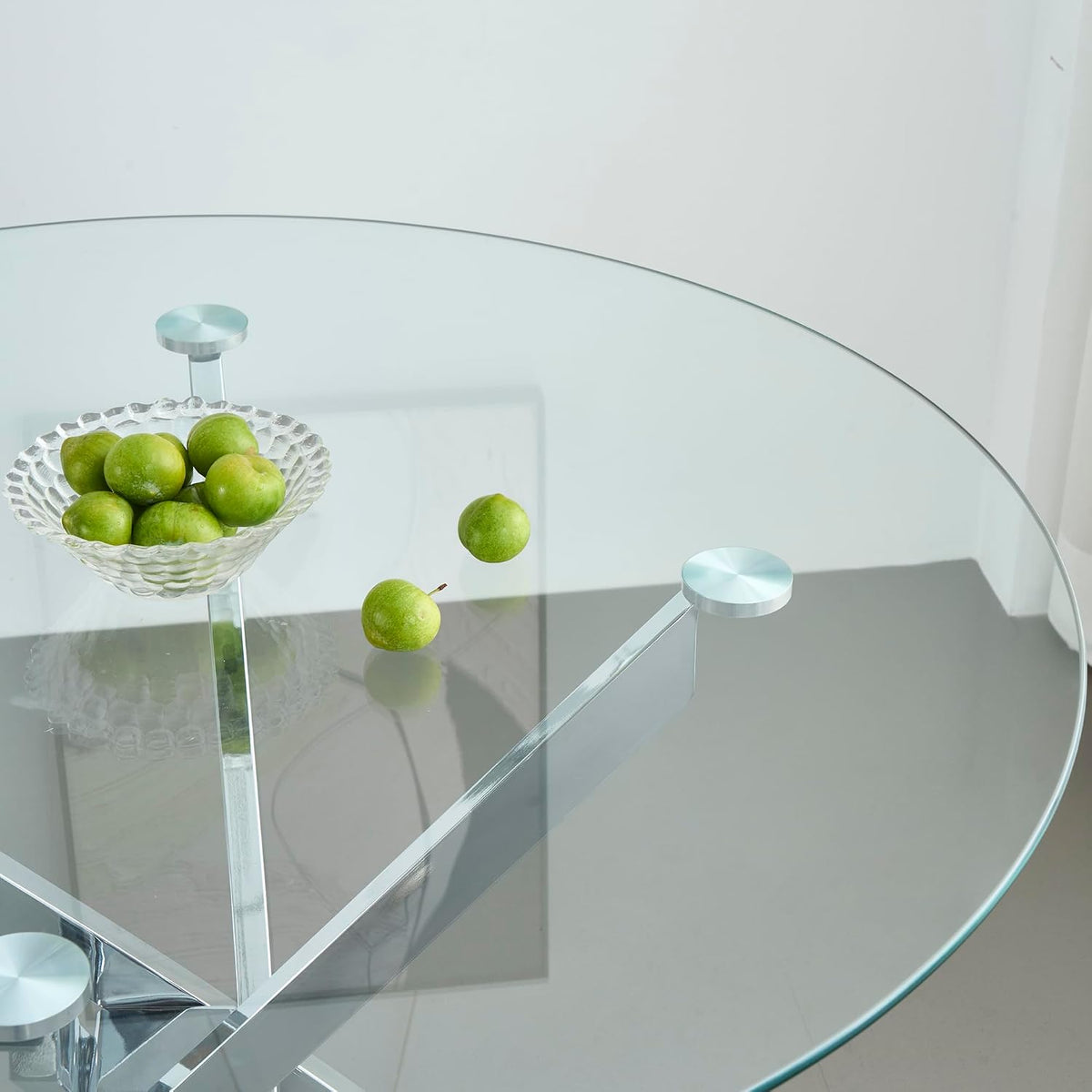 HomVent Round Glass Dining Table Set for 2, Circle Glass Kitchen Table Set Small Dining Room Set with 2 Dining Chairs for Kitchen Dining Room