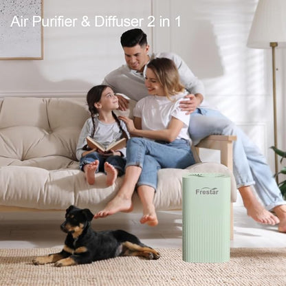 Small Air Purifier and Diffuser 2 in 1 for Office Bedroom Home, Desktop Air Purifier with HEPA Filter for Odor, Dust, Pets, Super Quiet Powered by USB No Adapter (Green)