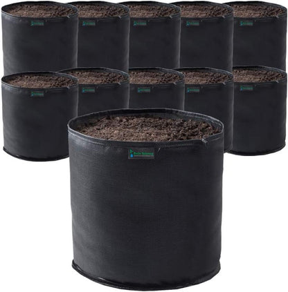 Commercial Grow Bag Pack of 10, Air Pruning Mesh Fabric Plant Containers (25 Gallon, Black)