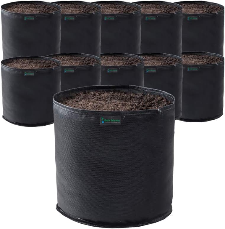 Commercial Grow Bag Pack of 10, Air Pruning Mesh Fabric Plant Containers (10 Gallon, Black)