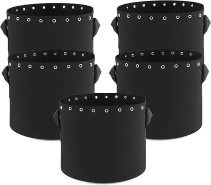 10 Gallon Plant Grow Bags 5-Packs with Holes,Thichkened Non-Woven Aeration Fabric Pots with Handles - Reinforced Weight Capacity