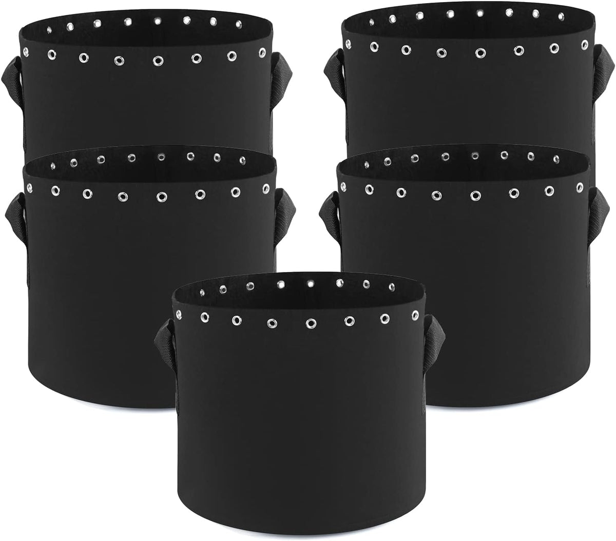 15 Gallon Plant Grow Bags 5-Packs with Holes,Thichkened Non-Woven Aeration Fabric Pots with Handles - Reinforced Weight Capacity