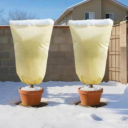 MIXC Plant Covers Freeze Protection, 47.2''×70.8'' Winter Cold Weather Frost Blankets Shrub Jacket with Drawstring Reusable Frost Protection Cloth for Outdoor Plants Fruit Tree Potted (4 Pack)