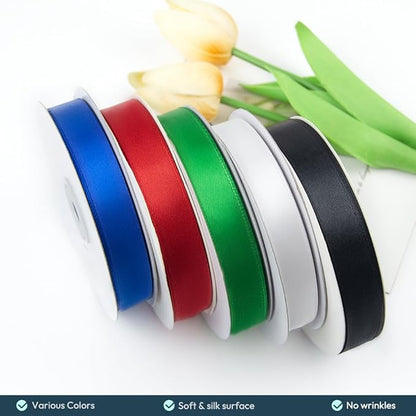 KMER LIFE 5/8" Wide x 50 Yards Silvery Single Faced Polyester Satin Ribbon, Silvery Satin Ribbon Perfect for Wedding Decor, Wreath, Crafts, Gift Wrapping & Other Projects (Silvery)