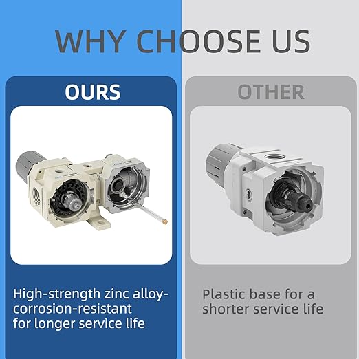 3/8" NPT Compressed Air Filter Regulator Lubricator Combination,Water/Oil Trap Separator (0-150 PSI), Oil Water Separator,Semi-Automatic Drain, Suitable for Pneumatic Systems