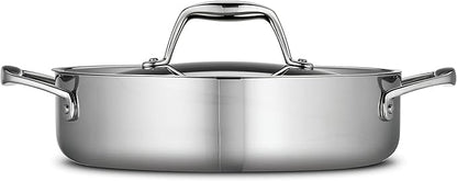 Tramontina Signature Tri-Ply Clad Stainless Steel 3-Quart Braiser Pan with Lid, Induction-Ready, Dishwasher-Safe, NSF-Certified, Made in Brazil