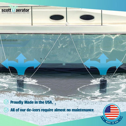 Scott Aerator Slinger De-Icer for Lakes & Ponds | 3/4 Horse Power 115V Stainless Steel | 50 ft. Electric Corded Cable Included | Made in USA