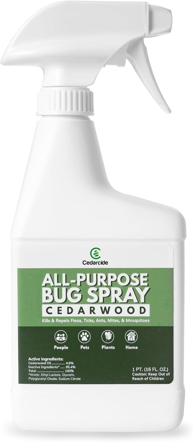 Cedarcide All-Purpose Bug Spray | Kill and Control Mosquitos, Fleas, Ticks, Ants | Made with Natural Essential Oils | Use on People, Pets & Kids (Cedarwood, Pint (16 Oz.))