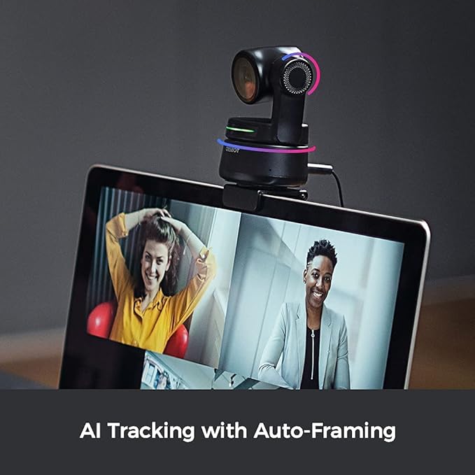 OBSBOT Tiny 1080P PTZ Webcam with AI Tracking, Auto Framing, Noise Reduction, and Gesture Control