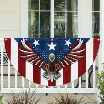 FLAGWIX American Flag Patriotic Eagle American Non-Pleated Fan Flag TPT1636F, 1.5x3 ft, 4 Pack Suitable for Outdoor and Indoor