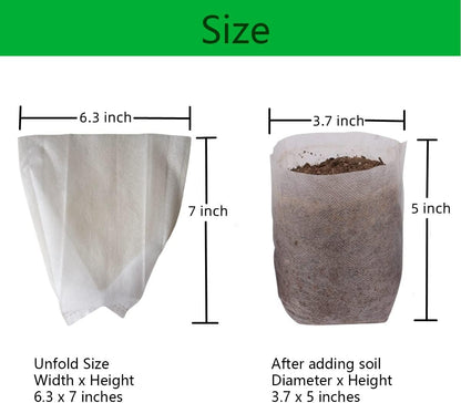 gardtree Plant Nursery Bags 6.3” x 7” 200PCS, Non-Woven Biodegradable Plant Grow Bags Fabric Seedling Starter Pots for Vegetable Flower Fruit Saplings Tree, Home Garden Supply