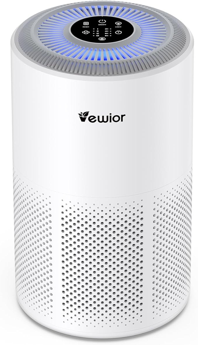 Air Purifiers for Home Large Room Up to 1800 ft², VEWIOR H13 True HEPA Air Filter for Bedroom with Night Light, Fragrance Sponge, Sleep Mode, Timer, Air Cleaner for Smoke, Dander, Pollen