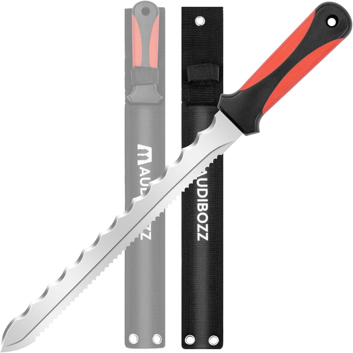 Insulation Knife - Sod Cutter Knife: stainless steel 11.14-Inch sharp blade, double side utility Lawn Repair Saw with Nylon Sheath