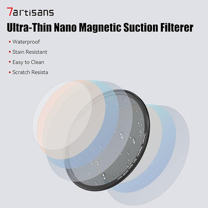 7artisans Nano Magnetic Filter UV Filter ND Light Reduction Filter/CPL Polarization Filter/GND Gradient Filter/Black Mist 1/4 Portrait Photography Filter Suitable for Lens(82mm ND1000)