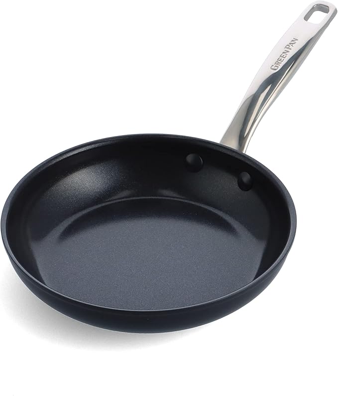 GreenPan Chatham Prime Midnight Hard Anodized Healthy Ceramic Nonstick, 8" Frying Pan Skillet, PFAS-Free, Dishwasher Safe, Oven Safe, Black