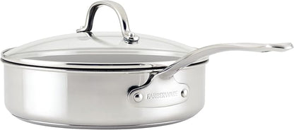 Farberware Millennium Stainless Steel Nonstick Cookware Set, 10-Piece Pot and Pan Set, Stainless Steel