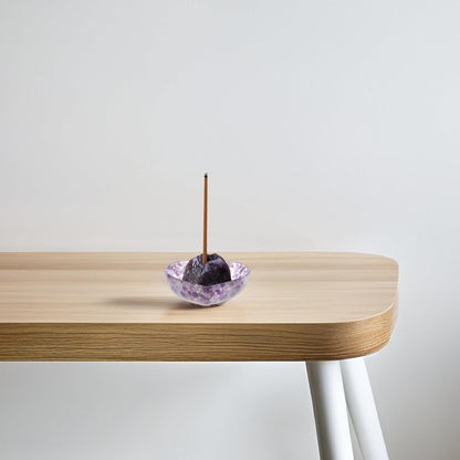 Unomor Heart Shaped Resin Candle Holder with Crystal Bowl Handpolished Decorative Candle Cup Base for Bedroom and Home Decor Unique Texture