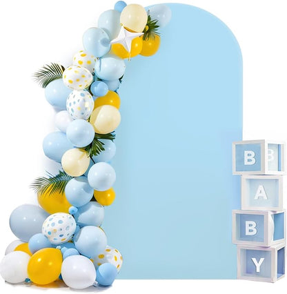 HEMMOTOP 7.2 ft Blue Arch Backdrop Cover (No Arch Stand), Spandex Arch Covers Stretchy Backdrop for Balloon, Wedding, Birthday Party, Baby Shower, Banquet Arch Decoratio