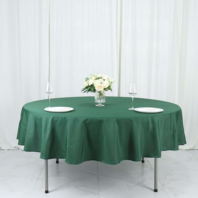 Efavormart Round Tablecloth, 90 Inch Stain & Wrinkle Resistant Washable Table Cloth, Decorative Polyester Fabric Table Cover for Banquet, Wedding, Dining- Hunter Green