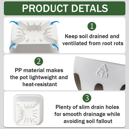 BTPLASTIK 120 Pcs Nursery Pots 3.5 Inch, Plastic Seed Starting Pot with Drainage Holes, Small Sturdy Seedling pots for Planting, Cuttings (White)