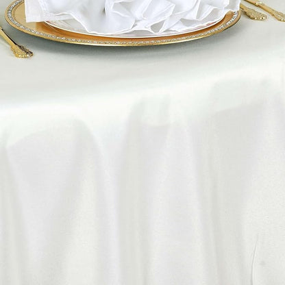Efavormart Round Tablecloth, 90 Inch Stain & Wrinkle Resistant Washable Table Cloth, Decorative Polyester Fabric Table Cover for Banquet, Wedding, Dining- Ivory