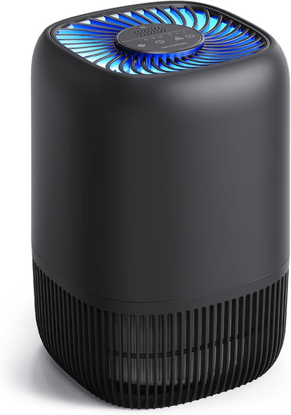 Air Purifiers for Office with H13 Quiet HEPA Filter Up to 1076 Ft² for Pet Family, Pollen, Smoke, Compact Air Cleaner with 3 Speeds, Timer, Aroma Quiet, 360°Intake, for Home Bedroom, Black