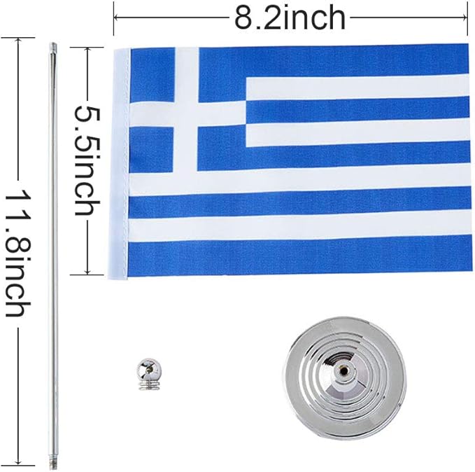 Greece Flag Greek Flags, Small Mini Greek Desk Flag, Used for Table Office Classroom Home Patriotic Events Decorations