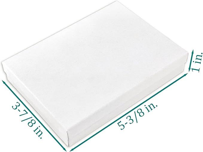 TheDisplayGuys - 25-Pack #53 Kraft Paper Cardboard Gift Boxes/Jewelry Cases w. Cotton Padding & Lid - Matte White - (5.4" x 3.9" x 1.0")
