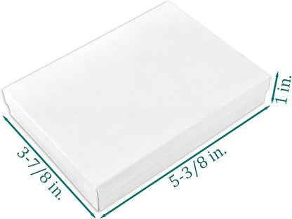 TheDisplayGuys - 25-Pack #53 Kraft Paper Cardboard Gift Boxes/Jewelry Cases w. Cotton Padding & Lid - Matte White - (5.4" x 3.9" x 1.0")