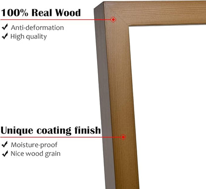 KINLINK 6x8 Picture Frame Brown, Solid Wood Frames with Acrylic Plexiglass for Pictures 4x6 with Mat or 6x8 without Mat, Tabletop and Wall Display Photo Frame, Set of 4