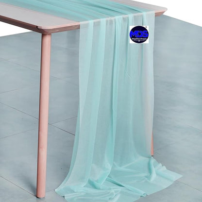 MDS 15 Pack 10ft Chiffon Table Runner 29 x 120 Inches Sheer Wedding Runner Romantic Rustic Table Runner for Wedding Decorations, Birthday Parties, Bridal Shower Party Arch Decor - Teal