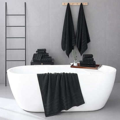 16-Piece Bath Towels Set, 100% Cotton Thick Soft Highly Absorbent Durable, Quick Dry, Bathroom Towels Set (4 Bath Towels, 4 Hand Towels, 8 Washcloths) - Perfect for Daily Use