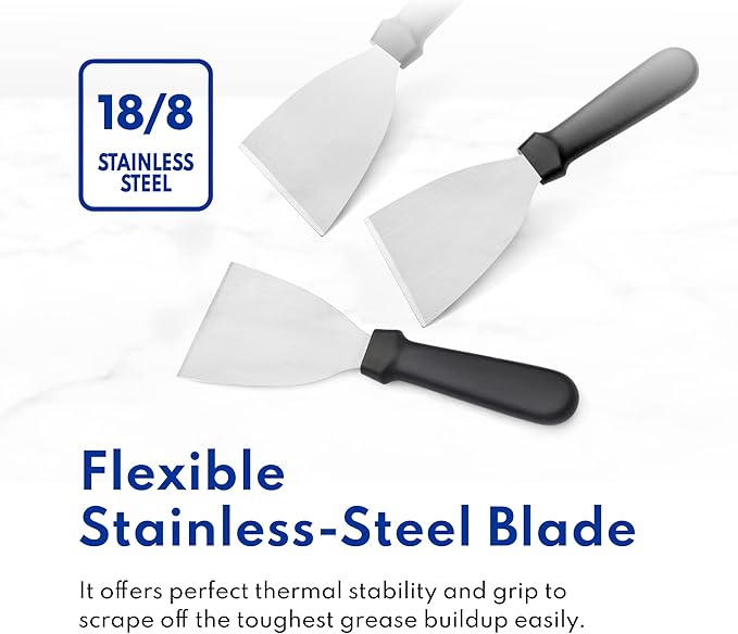 New Star Foodservice 38323 Plastic Handle Slant Edge Grill Scrapers, 4 by 8.5-Inch, Black