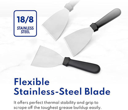 New Star Foodservice 38323 Plastic Handle Slant Edge Grill Scrapers, 4 by 8.5-Inch, Black
