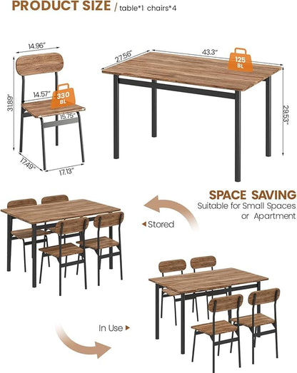 Hooseng Dining Room Table Set Dinner Table Set for 4 Breakfast Table Set for 4, Suitable Kitchen, Living Room, Breakfast, Small Spaces (1, Oval)