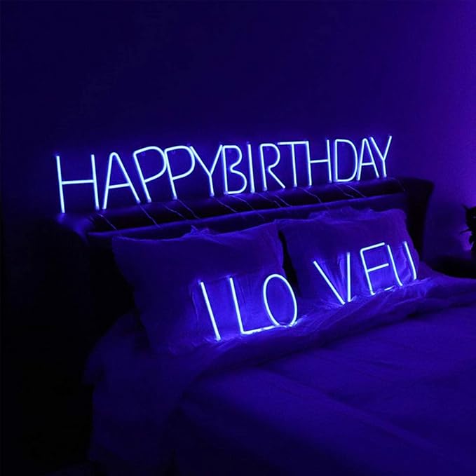 ENUOLI Light Up Letters Neon Signs, Blue Alphabet Neon Lights Wall Decor for Home, Birthday Party, Bar, Valentine’s Day Word-Blue Letter (T)