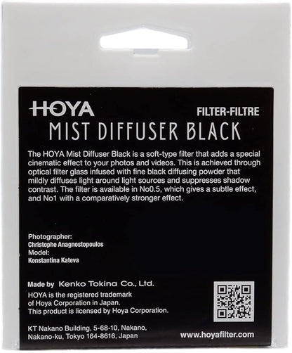 Hoya 58mm Mist Filter Black Diffuser No. 0.5 - Black Mist Filter for Camera Lenses - Soft Diffusion Effect for Portrait Photography & Cinematic Look, Reduces Contrast & Softens Wrinkles