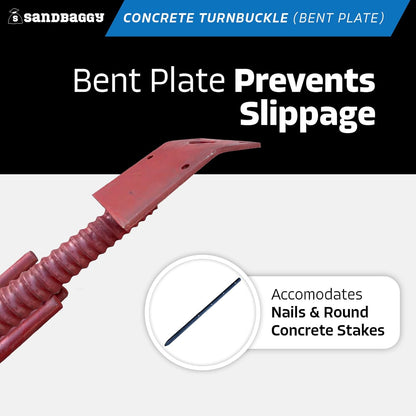 Sandbaggy Concrete Turnbuckle Form Aligner with 5" x 3" Bent Plate (35" - 37.5" Length) - Rust Resistant Steel - Adjustable Wall Brace - Aligns & Plumbs Form Walls, Columns, or Beams (35 inches, 4)