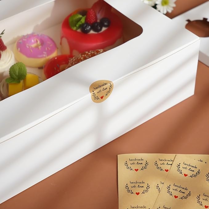 Yeplan 5 Packs Cupcake Boxes 12 Count,White Cupcake Carriers with Window,13.4x9.8x4 Inches Cookie Boxes,Cupcake Containers,Bakery Boxes