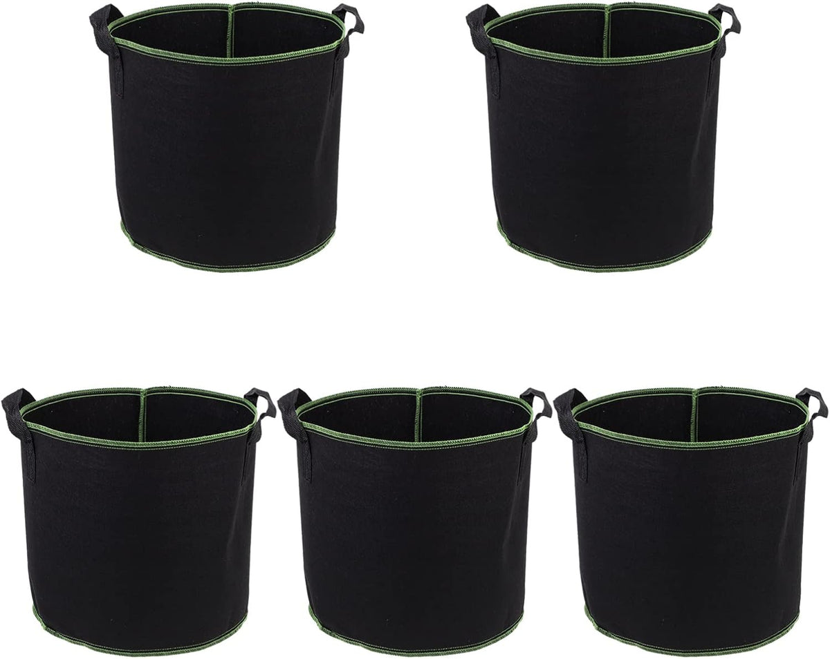 DOITOOL 5 Pack 4 Gallon Plant Grow Bags, Nonwoven Plant Fabric Pots with Handles, Vegetable/Flower/Plant Grow Bags for Nursery Garden Planting