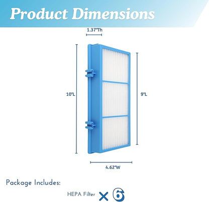 Nispira AER1 Filter Replacement for Holmes Air Purifier HAPF30AT HAP242-NUC Total Air HEPA 6 Packs, 1.2 x 10 x 4.6 Inches