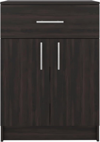DEPOT E-SHOP 24" Barbados Pantry Cabinet 33" H with Top Drawer, Double Doors and Interior Shelves, Dark Walnut – Tall Kitchen Storage & Pantry Organization