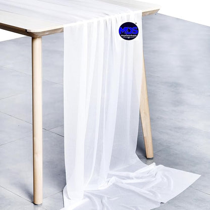 MDS Halloween Chiffon Table Runner - 5 Pack, 29 x 120 Inches, 10ft Each - Sheer Spooky Table Runners for Haunted House Parties, Trick-or-Treat Tables, Witchy Décor, Wedding & Events - White