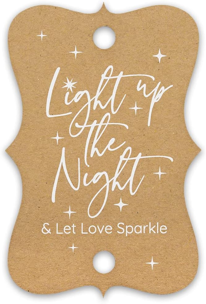 Summer-Ray 50pcs Light up The Night & Let Love Sparkle Wedding Sparkler Tags (Kraft Brown)