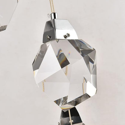 Modern Dimmable Pendant Light Fixtures, Single Crystal Hanging Lamp, Small Round Chrome Chandelier for Dining Room Living Room Bedroom Bathroom Kitchen Island (Round 1-Light)