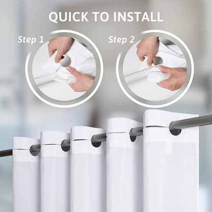 Extra Wide No Hook White Shower Curtain 108x72 Inch,Polyester Fabric Waterproof Shower Curtain Liner with 14 Plastic Split Grommets,Washable Shower Curtains for Bathroom Hotel Spa Luxury