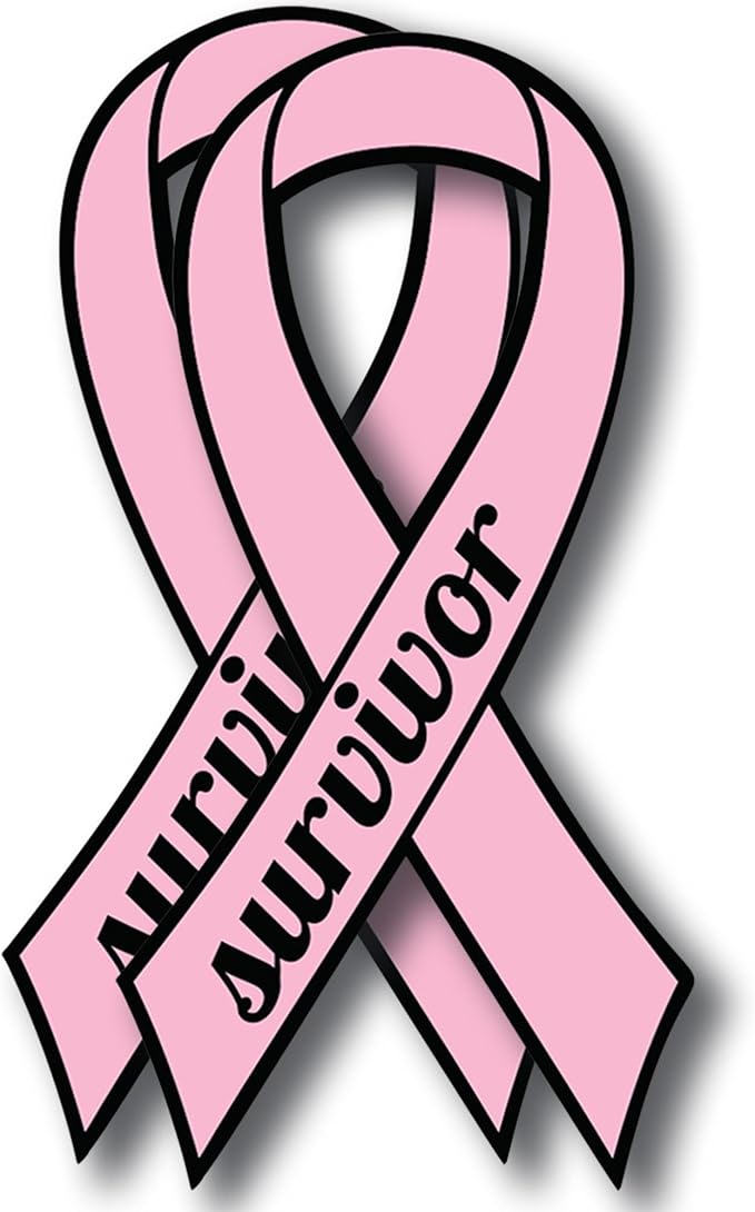 Magnet Me Up Breast Cancer Survivor Pink Ribbon Magnet Decal - 3.5x7 Inches, 2 Pack, Automotive Magnet for Car, Truck, SUV - Show Support and Raise Awareness with This Meaningful Auto Magnet