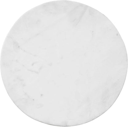 Port Blair Side End Table, 16.5 Inch Height, Round White Genuine Marble Top, Handcrafted Mango Wood Base, Modern Accent Table for Living Room, Bedroom, Entryway and Home Decor Display