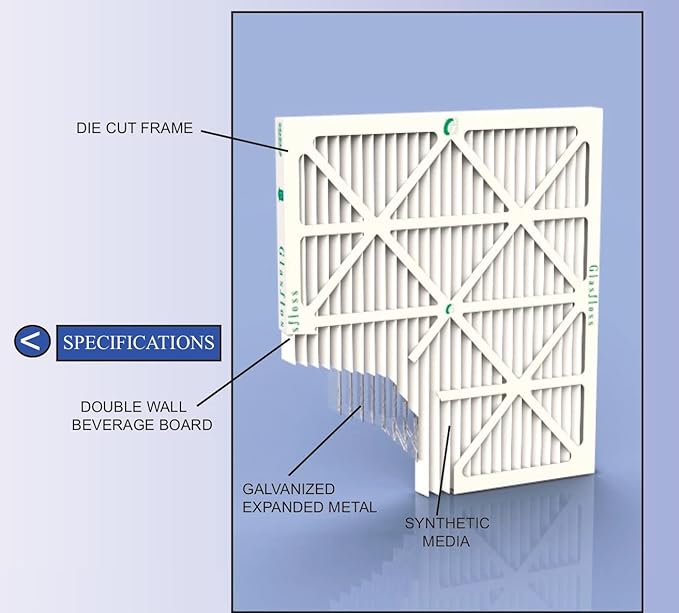 Glasfloss ZL 20x20x4 MERV 13 (FPR 10) 4" Inch Air Filters for AC and Furnace. Case of 6. Actual Size: 19-1/2 x 19-1/2 x 3-3/4