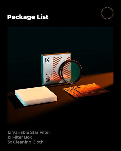 K&F CONCEPT 82mm Variable Star Filter Cross Screen Starburst Filter 4, 8 Points -18 Layer Coating Ultra Slim Optical Glas Camera Lens Filter with 3 Cleaning Cloth